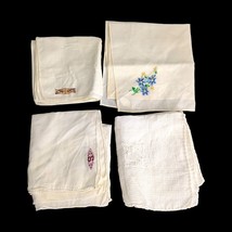 Lot of 4 VTG Hanky Handkerchief White and Ivory - Embroidered - £10.60 GBP