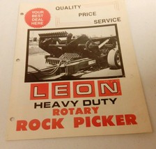 VINTAGE 1974 LEON HEAVY DUTY ROTARY ROCK PICKER FARM TRACTOR SALES BROCHURE - $25.55