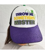 Mardi Gras Hat Throw Me Something Mister Purple Gold Green Adult Trucker - £9.27 GBP