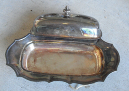 Vintage Unmarked Silverplate Lidded Butter Dish - £17.13 GBP