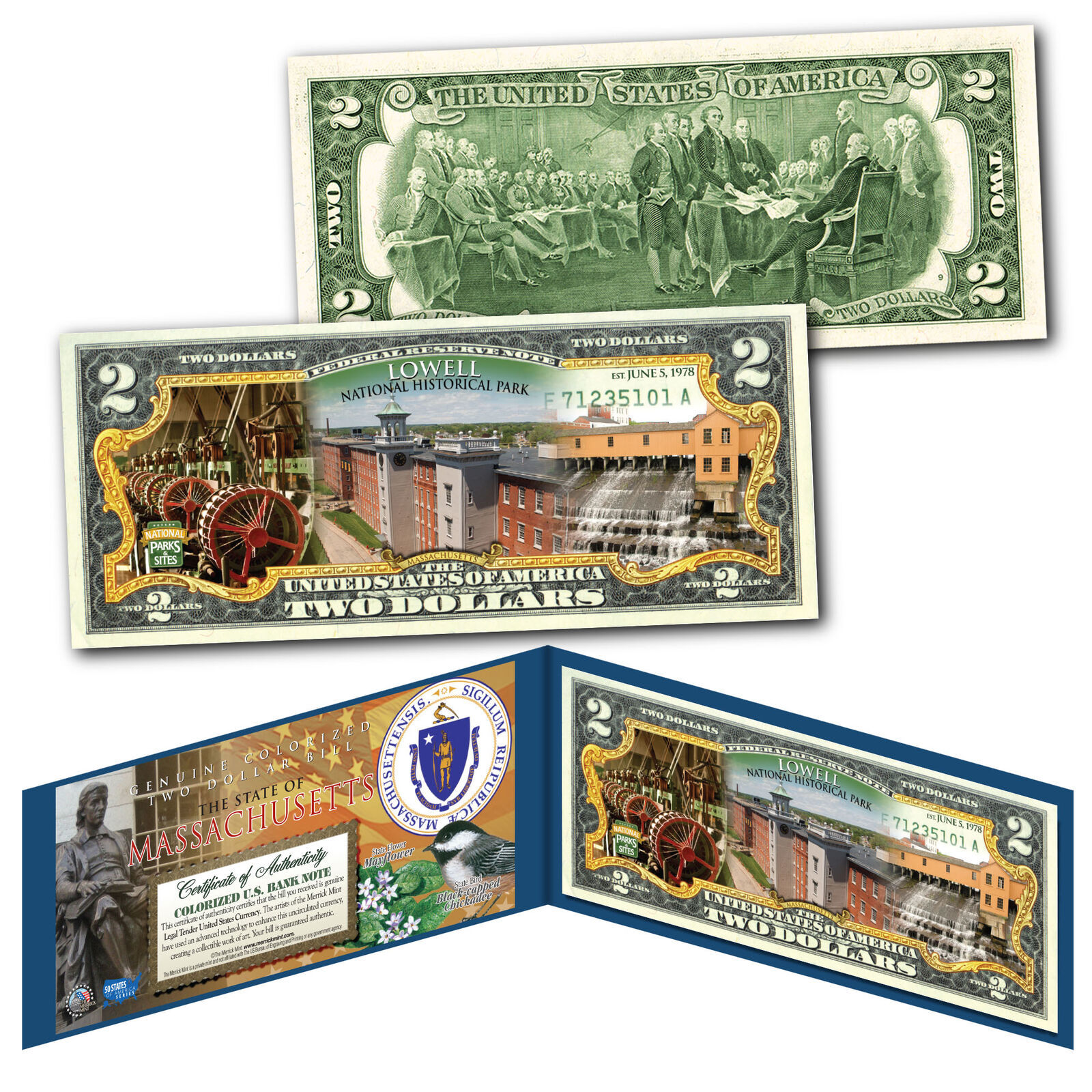 LOWELL America the Beautiful PARKS Massachusetts Official $2 U.S. Bill - $14.92