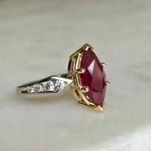 1.40CT Marquise Cut Ruby Engagement Wedding Valentine Ring 14K Yellow Gold Over - £66.65 GBP