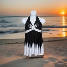 AI'MAGE Tummy Control Swimdress One Piece Halter Black &amp; White Size XXL - $18.80