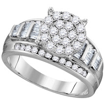 10kt White Gold Round Diamond Cluster Bridal Wedding Engagement Ring 1.00 Ctw - £686.64 GBP