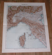 1911 Antique Map Of Northern Italy Tuscany Lombardy Piedmont / Corsica France - £23.13 GBP