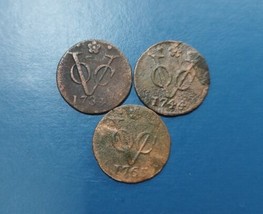 3 Pcs Dutch Colonial Voc Duit 1734 , 1744 &amp; 1765 New York Penny Coin_c57 - £10.97 GBP