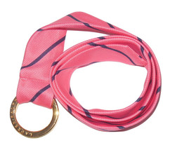 Ralph Lauren Ladies O Ring Gold Tone Tie Belt  37 Inches Pink Navy Blue ... - $17.95