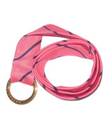 Ralph Lauren Ladies O Ring Gold Tone Tie Belt  37 Inches Pink Navy Blue Diagonal - $17.95