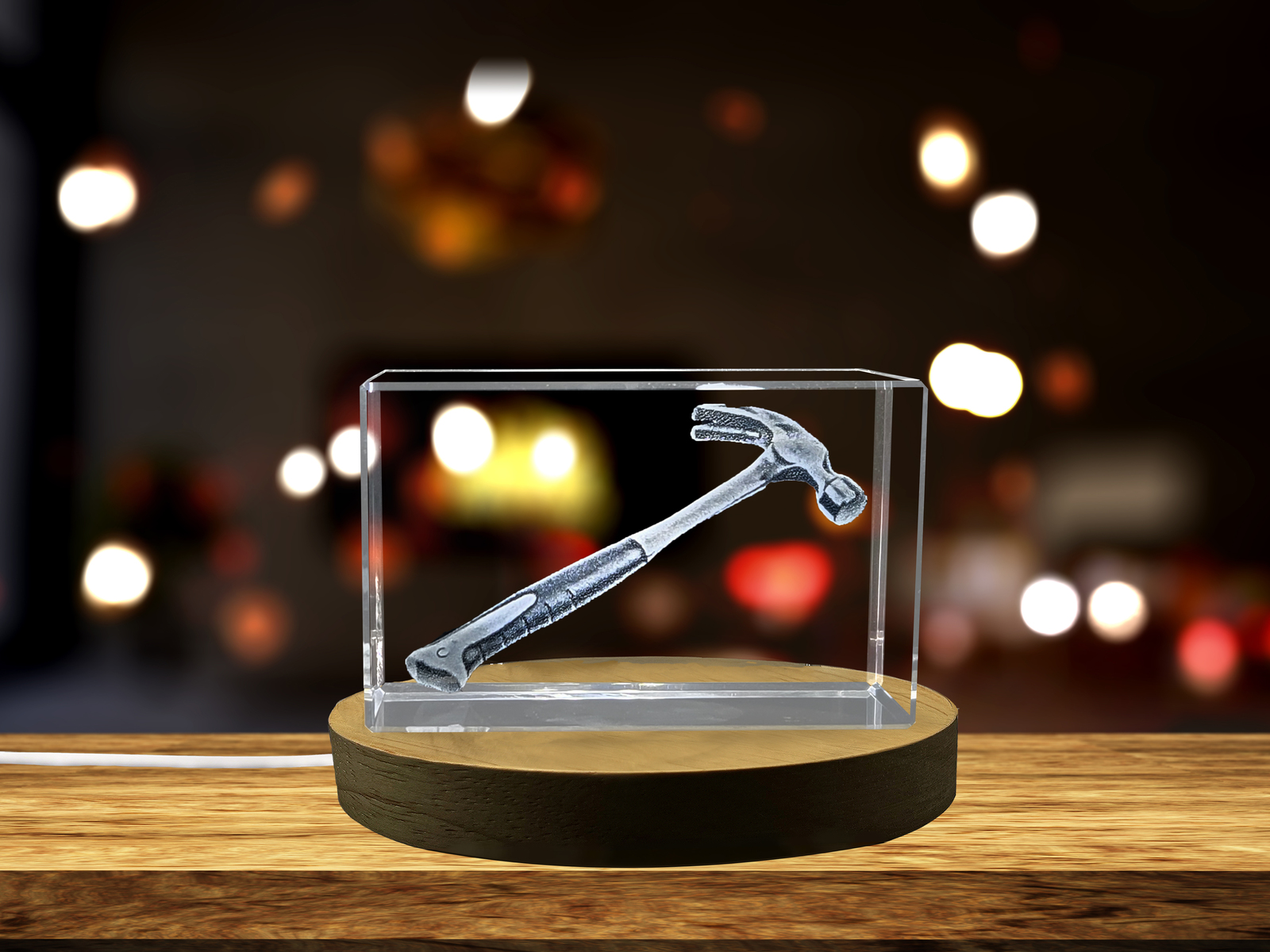 LED Base included | A Faceted Crystal Claw Hammer - A Tribute to Craftsmanship