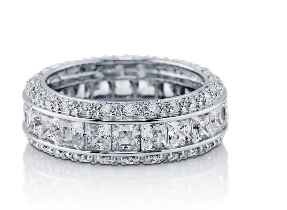 Sterling Silver AAAA Cubic Zirconia Channel Set Eternity Ring