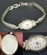 Vintage Bulova 23J watch Ladies 10K GOLD rgp white Wrist Diamonds 1/20 1... - $34.99
