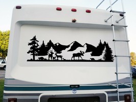 Woodland Creatures in Forest Vinyl Decal - RV Graphics Scene Camping Mountains - £7.82 GBP+