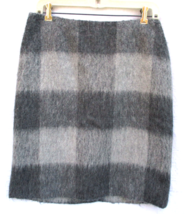 Talbots Womens Skirt Black Gray Size 10 Checked Plaid Fuzzy Wool Alpaca Blend - £14.93 GBP