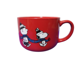 Charlie Brown &amp; Snoopy Large Red Soup Coffee Tea Mug Stoneware 2020 - £8.52 GBP