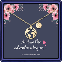 Graduation Gifts for Her, 14K Gold Plated Graduation Necklace Disc Double Side E - £21.61 GBP