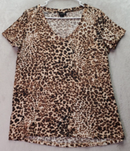 Torrid T Shirt Top Womens Size 00 Brown Leopard Print Short Casual Sleeve V Neck - £15.58 GBP