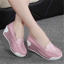  new women s genuine leather platform shoes wedges white lady casual shoes swing mother thumb200