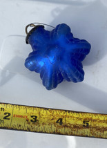 Vintage Kugel Style Glass Christmas Ornament Blue Heavy Cracked Glass UNSIGNED - £31.58 GBP