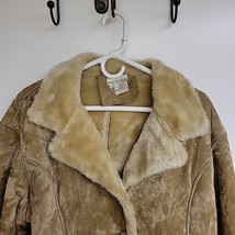 Vintage Faux Suede Leather Fur Lined Jacket Coat Size XL 1980s Glam - £66.85 GBP