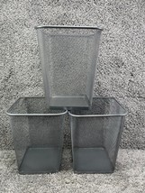 Set Of 3 Steel Mesh Square Open Top Waste Basket Bin - £18.68 GBP
