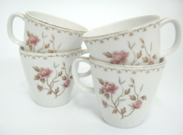 Sango Montaigne Lot of 4 Coffee Cups Pink Flowers Gilded Edge - £9.57 GBP