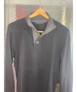 Mark Law Luxury 1/4 Button Sweatshirt Black &amp; Gray Size M - $331.51 MXN