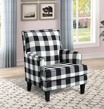 The Harriet Linen Upholstered Checkered Print Living Room Accent Arm Chair, - £255.53 GBP