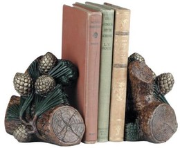Bookends Rustic Pinecone Mountain Traditional Hand Painted OK Casting USA - $209.00