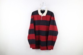 Vintage 90s J Crew Mens Small Faded Striped Long Sleeve Rugby Polo Shirt... - £51.28 GBP