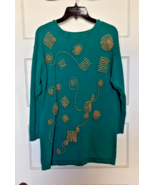 Colleen’s Collectibles Teal Sweater with Gold Bead Accents Size M - $461.03 MXN