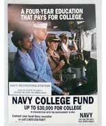 1990s Original Recruiting Propaganda US NAVY College Fund GI Bill Poster... - $1,595.11 MXN
