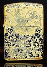 Gorgeous Engraved Brass Armor Multisided Filling The Sea Zippo - $2,633.62 MXN