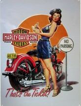 Harley Davidson &quot;Ticket Babe&quot; Metal Sign - £23.50 GBP