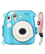 Instax Mini 8/9 ~ Instant Camera Hardshell Case - Blue Glitter w/ Should... - £11.76 GBP