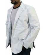 Genuine Lambskin Leather Handmade White Stylish Men&#39;s Blazer For Formal ... - $2,445.77 MXN+