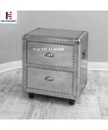 Aviator Aluminum Studded 2 Drawer Bedside Cabinet - Aviator Bedside Stool - €435,96 EUR