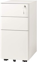 Devaise 3-Drawer Slim Vertical File Cabinet, Fully Assembled Except, White - £135.08 GBP