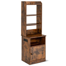 6-Tier Bookshelf Nightstand with Charging Station and Cabinet-Rustic Bro... - $2,360.07 MXN
