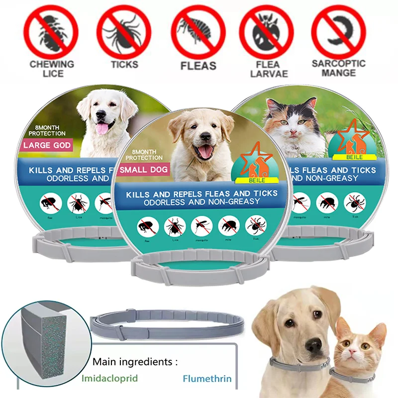 Silicone Pet Collar 8Month Protection Retractable Control Insect Repellent Flea - £6.22 GBP