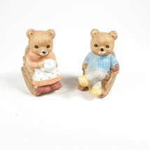 Homco Bear Rocking Mother Father Figurines Small Ceramic - £16.81 GBP