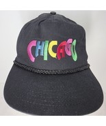 Vintage Black Chicago One Cool City Hat Rainbow Snapback Black Rope Cap - $11.87