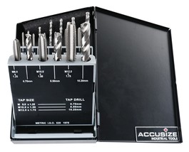 Accusize Industrial Tools 18 Pc Hss Tap and Drill Set, Metric, 0001-0052 - £57.54 GBP