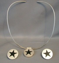 Vintage Taxco Sterling Silver Star Collet Neck Collar Slide &amp; Matching Earrings - £98.36 GBP