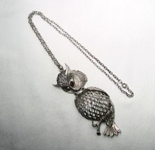 Vintage Silver Tone Perched Winking Owl Necklaces K1365 - £30.82 GBP