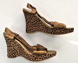 Animal Print Gold Strap Retro Style Wedge Sandals Steven by Steve Madden Women 9 - £35.58 GBP