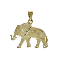 Diamond Cut Elephant Pendant 14K Yellow Gold - £134.06 GBP