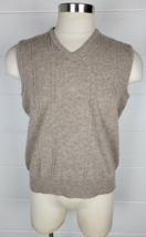 Vintage Winona Knits Lambs Wool Light Brown Cable Knit Sweater Vest USA XL - $18.81