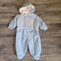 Vintage Montgomery Ward Snow Suit Baby Blue 12 Months Quilted One Piece Jumper - £15.02 GBP