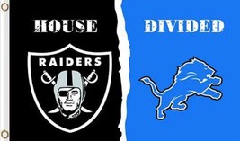 Las Vegas Raiders and Detroit Lions Divided Flag 3x5ft - £13.79 GBP