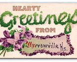 Large Letter Floral Greetings from Morrowville Kansas KS UNP DB Postcard... - $17.03